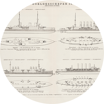 Vintage gravure oorlogsschepen IV van Studio Wunderkammer
