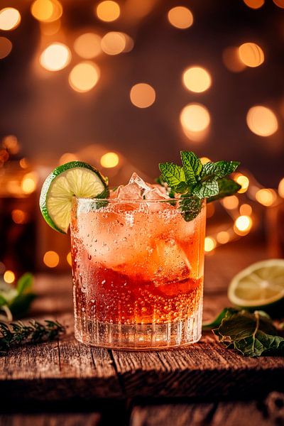 Erfrischender Cocktail bei Nacht von Poster Art Shop