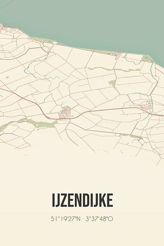 Vintage landkaart van IJzendijke (Zeeland)