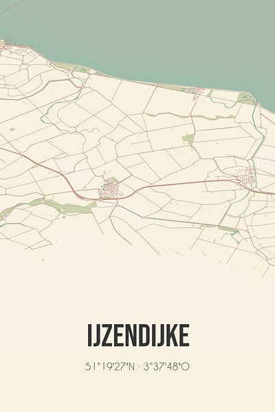 Vintage map of IJzendijke (Zeeland) by Prints of Place