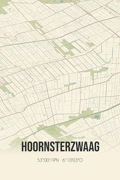 Vintage landkaart van Hoornsterzwaag (Fryslan) van Rezona