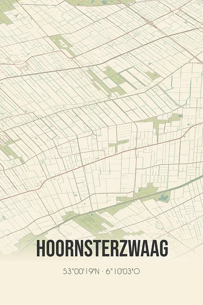 Alte Karte von Hoornsterzwaag (Fryslan) von Ortsdrucke