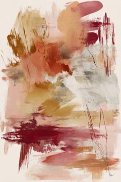 Peinture abstraite douce dans les tons de terre - Tranquillité organique pour la chambre à coucher ou le salon