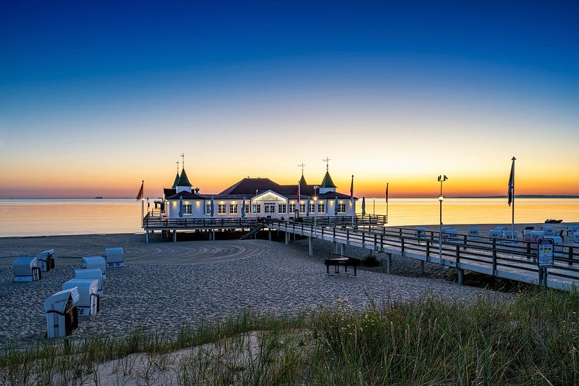 Sunrise on the pier in Ahlbeck on the Baltic Sea by Andreas Völkel