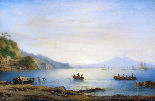 Baai voor Napels met uitzicht op de Vesuvius, CARL MORGENSTERN, 1875