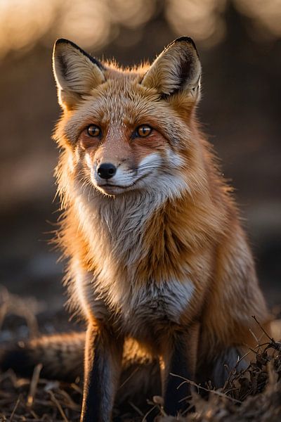 Prachtige vos tijdens zonsondergang in natuur van Art & Soul Creations