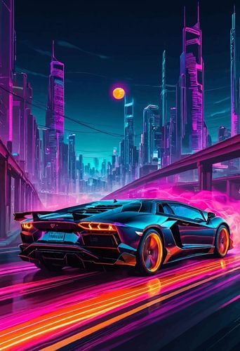Lamborghini Aventador - Synthwave Neon
