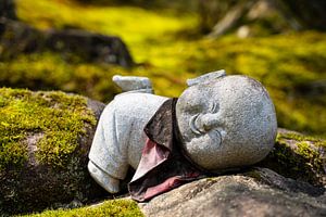 Liggende Buddha tussen de stenen. van Mickéle Godderis