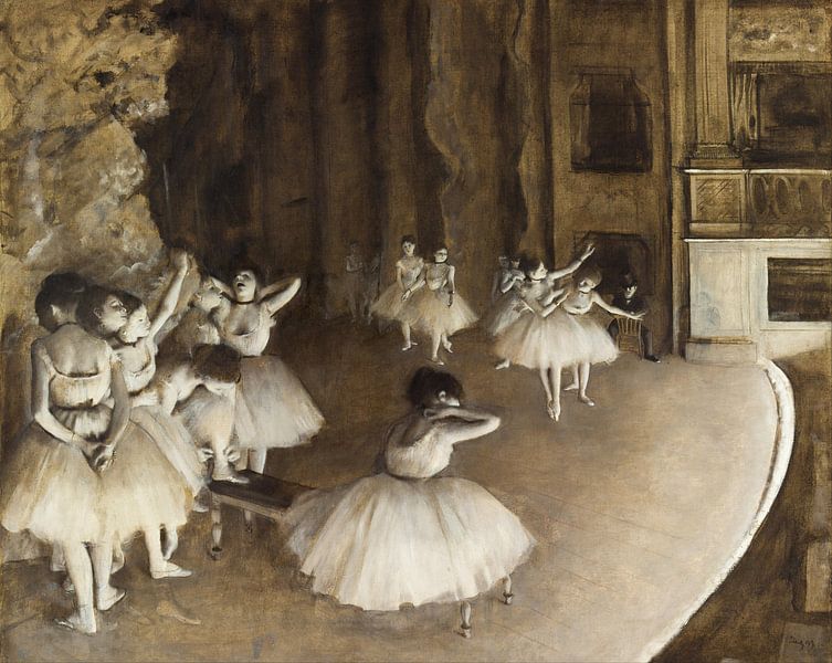 Edgar Degas. Ballet Rehearsal on Stage by 1000 Schilderijen
