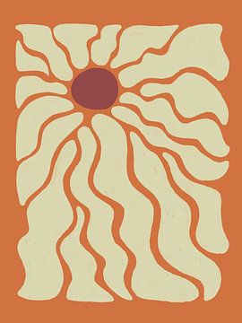 70s geinspireerde bloemenkunst in gesatureerd oranje van The Art Kroep