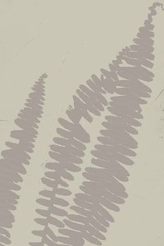 Abstract botanisch. Zomerse varens in taupe en wit. van Dina Dankers
