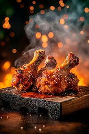 Gegrillte Hähnchenkeulen im Rauch – Lecker! von Poster Art Shop