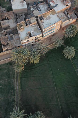 Uitzicht van uit een luchtballon in Egypte, Noord Afrika.