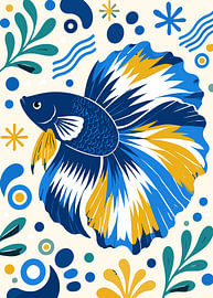 Farbenfrohe Illustration eines Betta-Fisches von Karomah Project