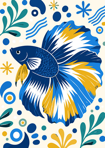Illustration colorée d'un poisson betta