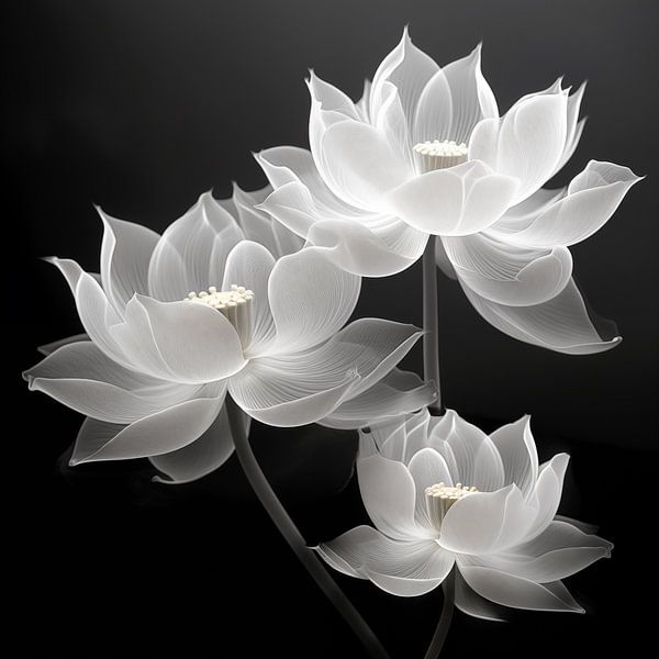 Lotus flowers in black and white by Black Coffee