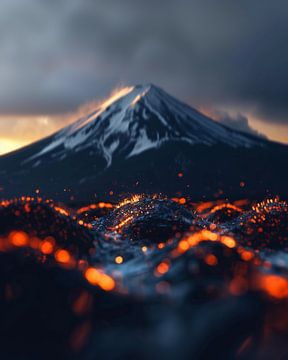 Dromerig uitzicht op Fuji van fernlichtsicht