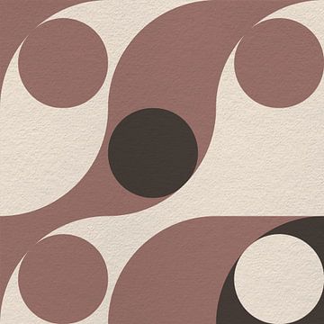Op Bauhaus en retro 70s geïnspireerde geometrie in bruin en beige van Dina Dankers