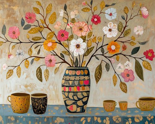 Vase mit Blumen | Sunlit Vase and Cups