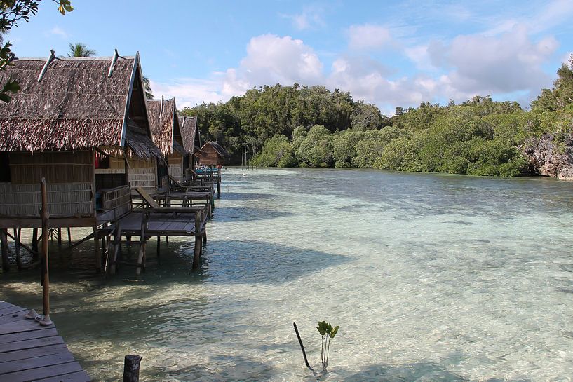 Überwasser-Bungalows in der Beser-Bucht, Raja Ampat von Lizette Schuurman