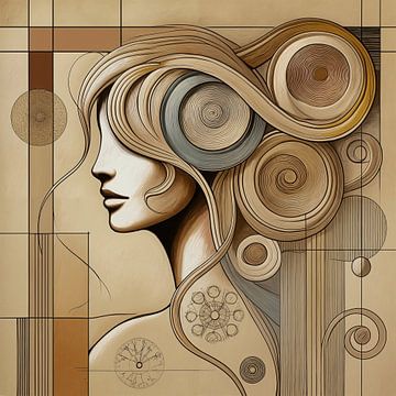 Abstrakte Schönheit - modernes geometrisches Frauenporträt von Kleurenrijk