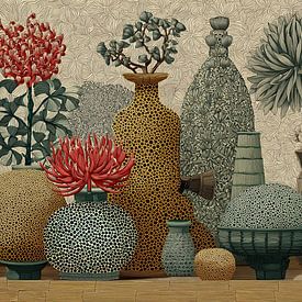 Blumenvasen | Auffällige Blumen und Vasen von Blickfänger Gemälde