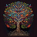 Folkloristische levensboom van Vlindertuin-Art thumbnail