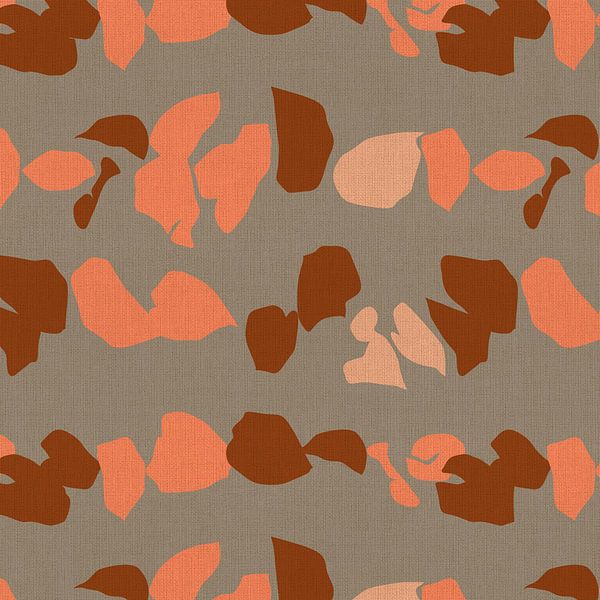 Terracotta leaves. 70s Retro Floral Pattern in Warm Tones . by Dina Dankers