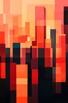 Farbige Stadtlandschaft im Abstrakten von Poster Art Shop