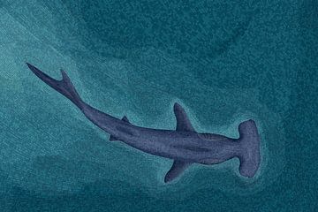 Hammerhead shark mosaic by Richard Laschon
