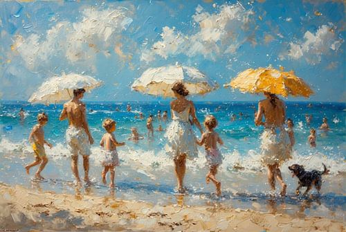 Een zomerse dag op het strand stijl jaren 20.