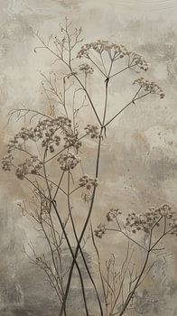 Grote schermbloemen in Japandi stijl.