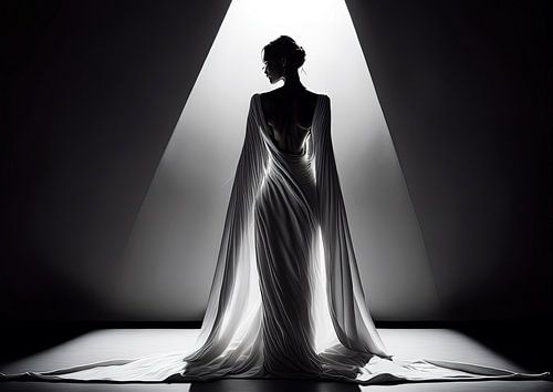ilhouette of Elegance - Woman in Dramatic Light