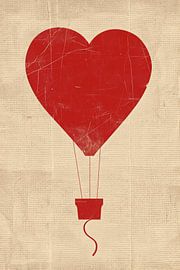 Minimalistisches herzförmiges Heißluftballon-Kunstwerk von Imperial Art House