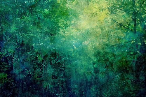 Groene Sereniteit - Abstract schilderij in diepe bosgroen en mintgroen