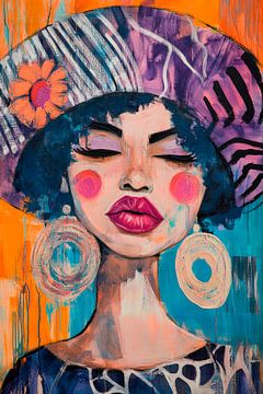 Coloured portrait study with hat and flower by Poster Art Shop