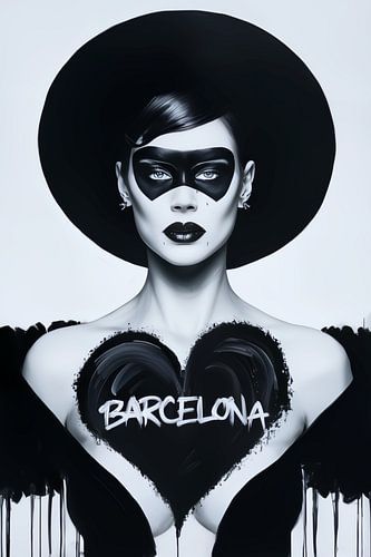 Black and White City Female 2.0 Artwork - Barcelona