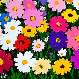 Kleurrijk veld met bloemen van Art & Soul Creations