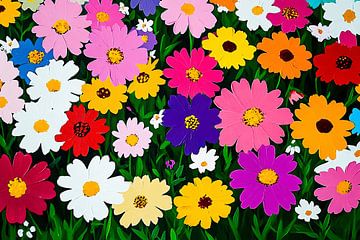Kleurrijk veld met bloemen van Art & Soul Creations