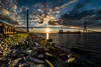 Bridge of Normandy with a sunset