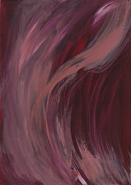 Abstraktes Gemälde in Bordeauxrot und Rosa – Echo der Bewegung III von Studio Kunst & Kracht
