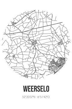 Weerselo (Overijssel) | Karte | Schwarz und Weiß von Rezona