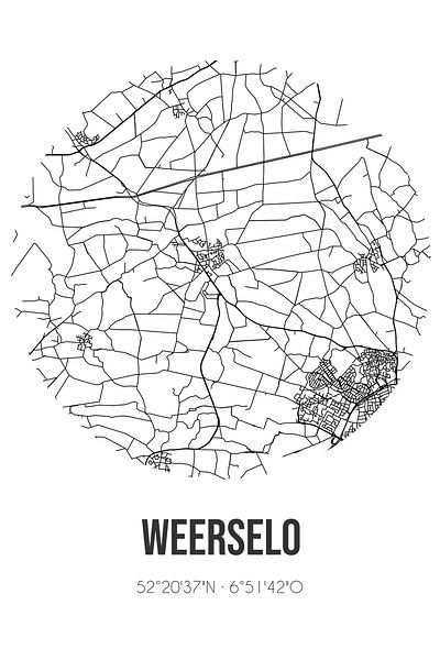 Weerselo (Overijssel) | Map | Black and white by Prints of Place