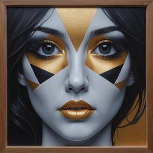 Femme aux reflets noirs et dorés