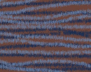 Blauw en bruin. Retro jaren 70 patroon. Minimalistische woondecoratie. van Dina Dankers