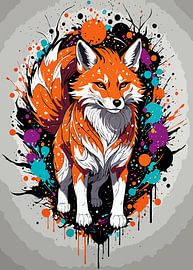 Kitsune Aquarell von Rizal Azhari