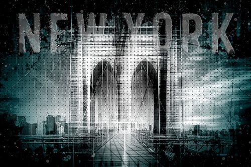 City Art Brooklyn Bridge in Detail | turquoise 