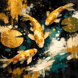 Gouden koi in de diepe stroming van ButterflyPix