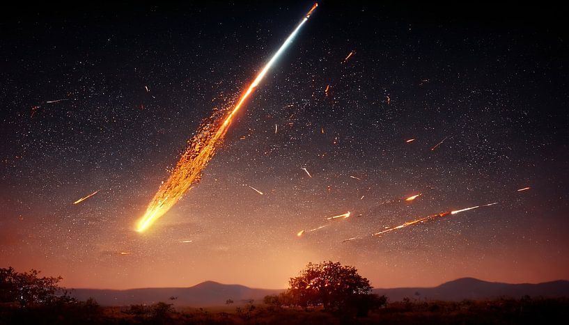 illustrative image of a meteorite in the evening sky by Denny Gruner
