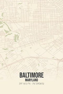 Vintage map of Baltimore (Maryland), USA. by Rezona